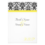 Black/White Damask w/Vibrant Yellow invitations