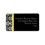 Black/White Damask w/Vibrant Yellow labels