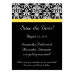 Black/White Damask w/Vibrant Yellow postcards