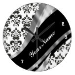 Black & white damask wallclocks