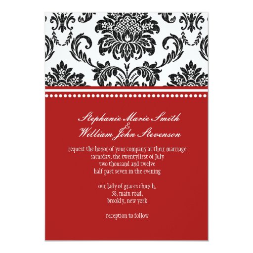 Black & White Damask Wedding Invitation Zazzle