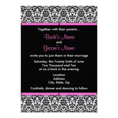 Black & White Damask Wedding Invitation