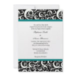 Black & White Damask Wedding Invitation with Teal
