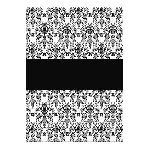 Black & White Damask Wedding Invitation-yellow 2