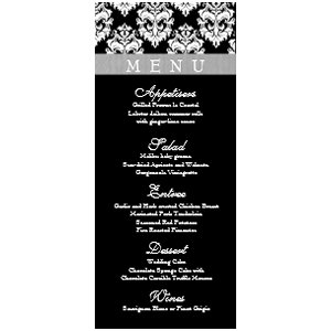 Black/White -Damask Wedding menu cards invitation
