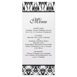 Black & White Damask Wedding Menu rack cards