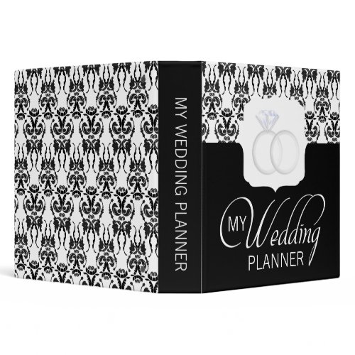Damask Delight binder Black White Damask Wedding Planner binder