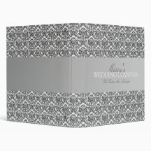 Black & White Damask Wedding Planner/Organizer 3 Ring Binder