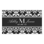 Black White Damask Wedding Wine Label stickers
