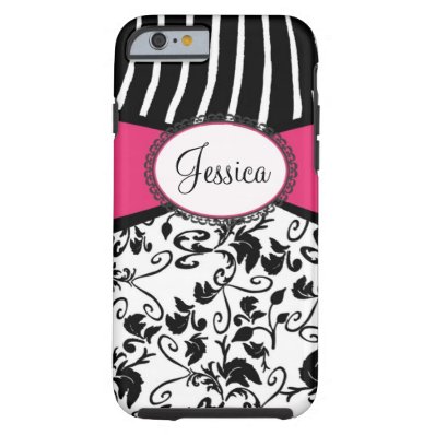 Black & White Damask with Zebra Tough iPhone 6 Case