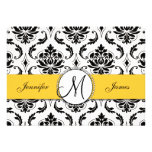Black White Damask Yellow Wedding Invitation