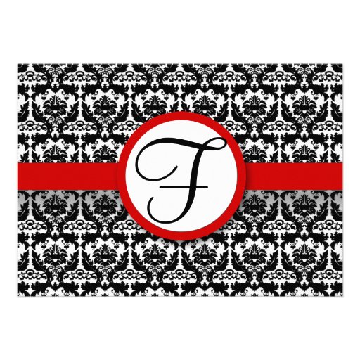 Black & White Damask Your Photo Wedding Invitation