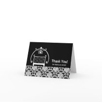 Black & White Damsask Crib Thank You Note Card