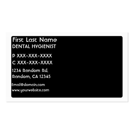 Black white dental hygienist business cards (back side)