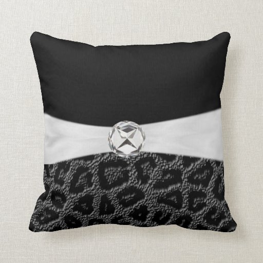 Black White Diamond Accent Leopard Print Throw Pi Pillow Zazzle