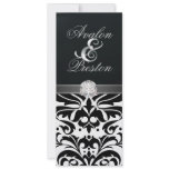 Black & White Diamond  Damask Wedding Invitation