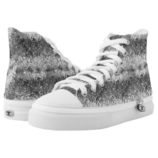 Black & White Disco Glitter And Sparkles Printed Shoes