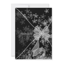 Black White Dogwood Party Invitation Template