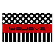 Black & White Dot & Strip Affirmation Cards Business Card Template