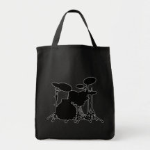 Black & White Drum Kit Silhouette - For Drummers Canvas Bag