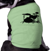 Black & White Drum Kit Silhouette - For Drummers Pet Tshirt