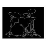 Black & White Drum Kit Silhouette - For Drummers Post Card