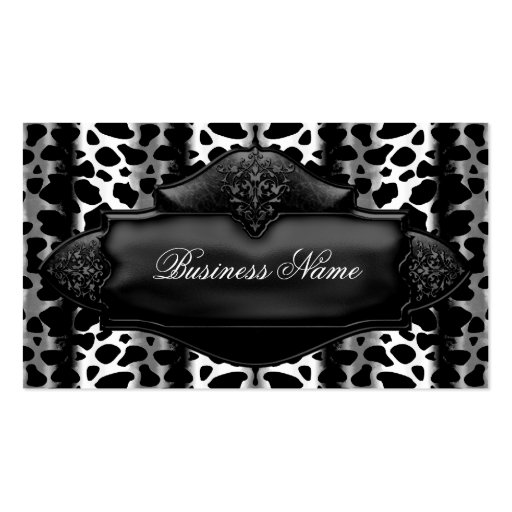 Black White Elegant Business Card Leopard (front side)