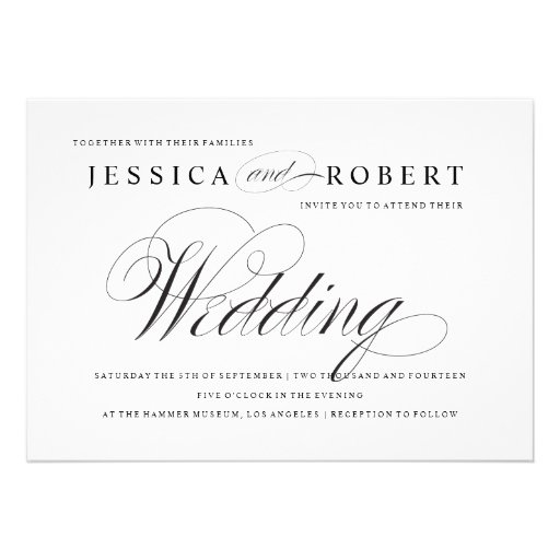 Black & White Elegant Script Wedding Invitation (front side)