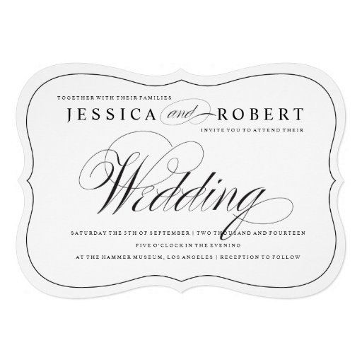 Black & White Elegant Script Wedding Invitation (front side)