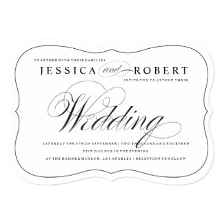 Black & White Elegant Script Wedding Invitation 5" X 7" Invitation Card