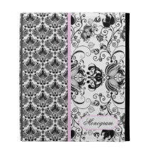 Black & White Elegant Vintage Floral Damask iPad Cases