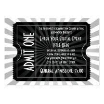 Black + White Event Ticket, Lg Business Card Size