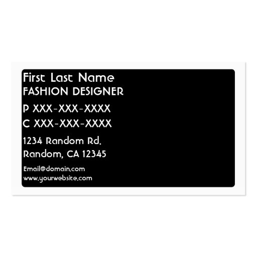 Black white Fashion Designer business cards (back side)