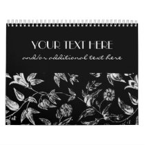 Black & White Floral Wall Calendar