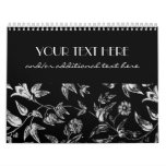 Black &amp; White Floral Wall Calendar