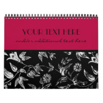 Black & White Floral Wall Calendar