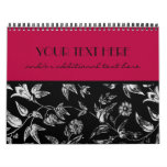 Black &amp; White Floral Wall Calendar