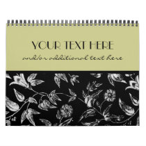 Black & White Floral Wall Calendar