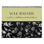 Black &amp; White Floral Wall Calendar
