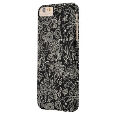 Black & White Floral Damask Pattern Barely There iPhone 6 Plus Case