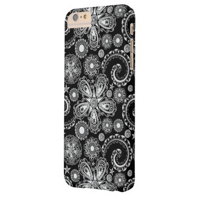Black & White Floral Damask Pattern Barely There iPhone 6 Plus Case