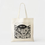 Black & White Floral Damask Pattern-Monogram bags