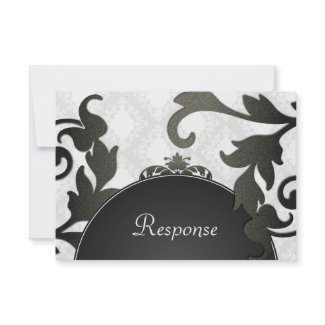 Black & White Floral Damask Wedding Response RSVP invitation