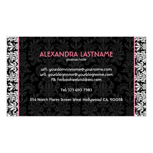Black & White Floral Damasks Customized Business Cards