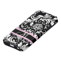 Black   White Floral Damasks Pattern iPhone 5 Cover