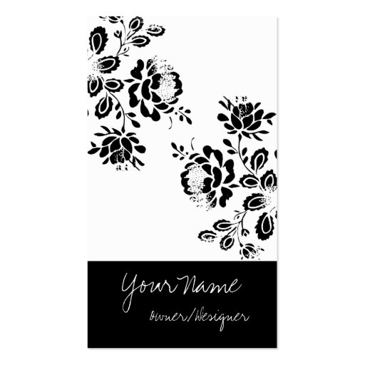 Black/White Floral Design Business Cards (front side)