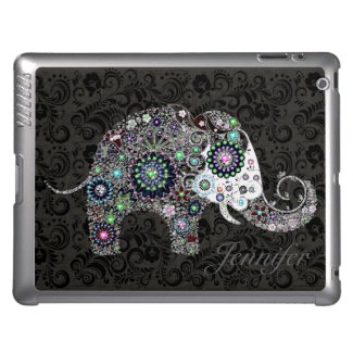 Black & White Floral Elephant & Colorful Diamonds iPad Cases