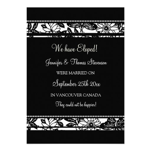 Black White Floral Elopement Announcement Cards