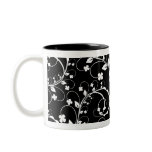 black&white floral mug