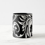 Black white floral paisley pattern coffee mugs